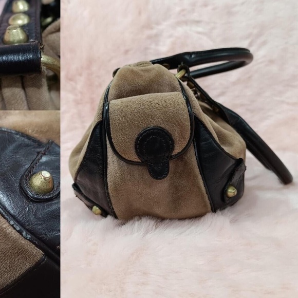 Juicy Couture Bag Purse Vintage Crown Logo Velour Hobo Chain Charm Y2k Bling - Picture 6 of 8